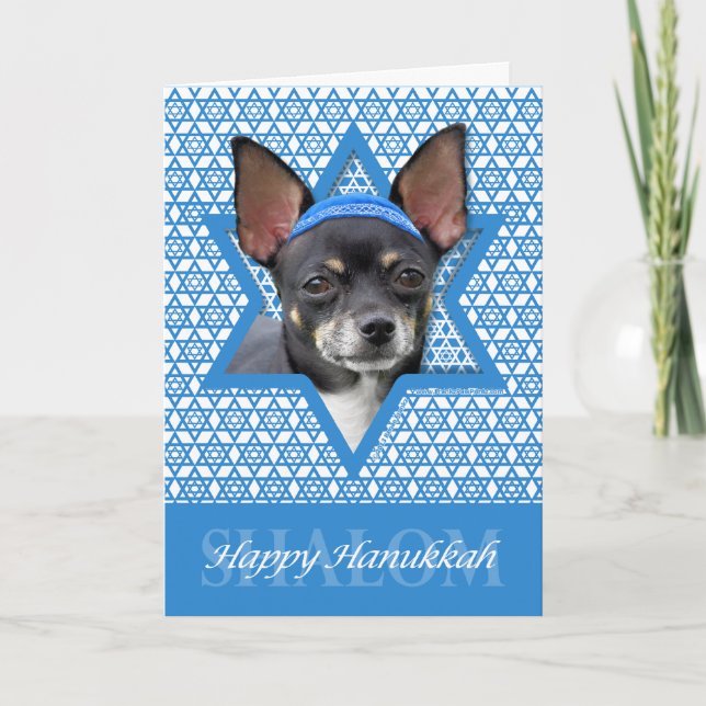 Hanukkah Star of David - Chihuahua Holiday Card (Front)