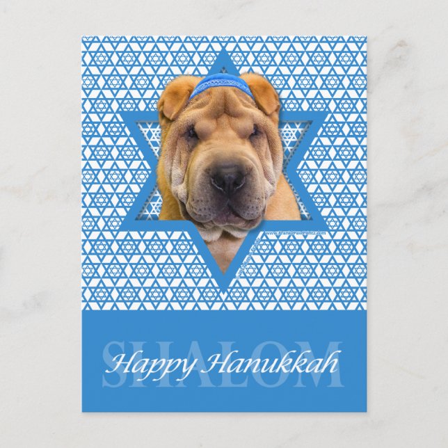 Hanukkah Star of David - Chinese Shar Pei Holiday Postcard (Front)