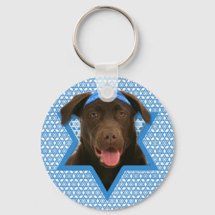 Hanukkah Star of David - Chocolate Labrador Key Ring