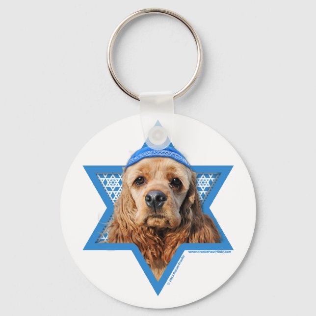 Hanukkah Star of David - Cocker Spaniel Key Ring (Front)