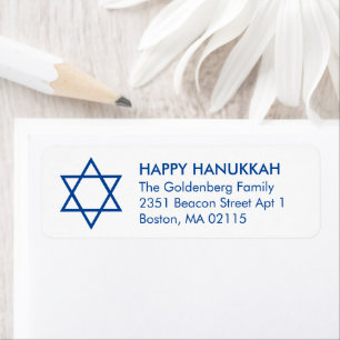 Hanukkah Star of David custom blue white modern Return Address Label