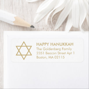 Hanukkah Star of David custom gold white modern Return Address Label