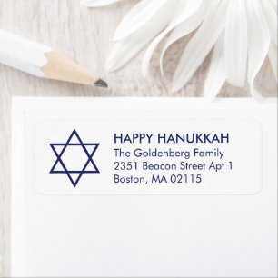 Hanukkah Star of David custom navy blue and white  Return Address Label