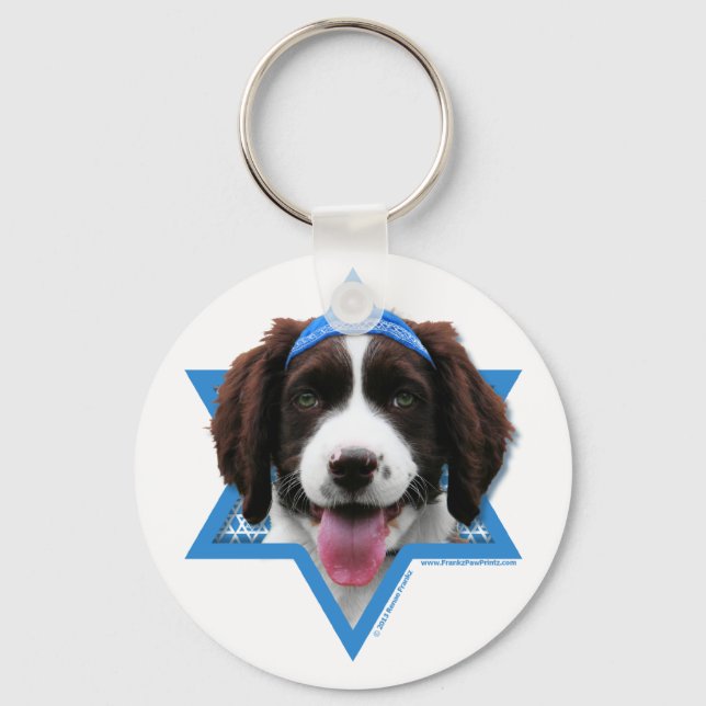Hanukkah Star of David - English Springer Spaniel Key Ring (Front)