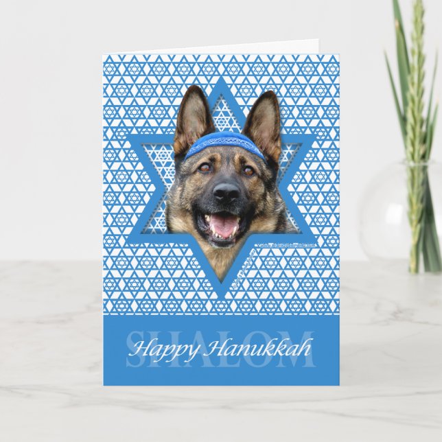 Hanukkah Star of David - German Shepherd Holiday Card (Front)