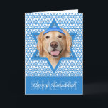 Hanukkah Star of David - Golden Retriever - Corona Holiday Card<br><div class="desc">What could make saying Happy Hanukkah more fun than having this Golden Retriever Dog wearing a Yamaka surrounded by the Star of David. This whimsical holiday design will be sure to delight your friends and family as well as other dog lovers. This design is available in over 100 Dog Breeds....</div>