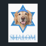 Hanukkah Star of David - Golden Retriever - Corona Holiday Postcard<br><div class="desc">What could make saying Happy Hanukkah more fun than having this Golden Retriever Dog wearing a Yamaka surrounded by the Star of David. This whimsical holiday design will be sure to delight your friends and family as well as other dog lovers. This design is available in over 100 Dog Breeds....</div>