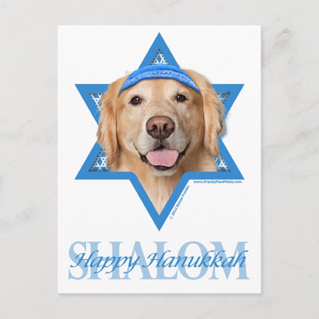 Hanukkah Star of David - Golden Retriever - Corona Holiday Postcard (Front)