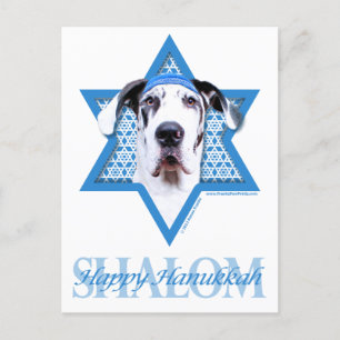 Hanukkah Star of David - Great Dane - Harlequin Holiday Postcard