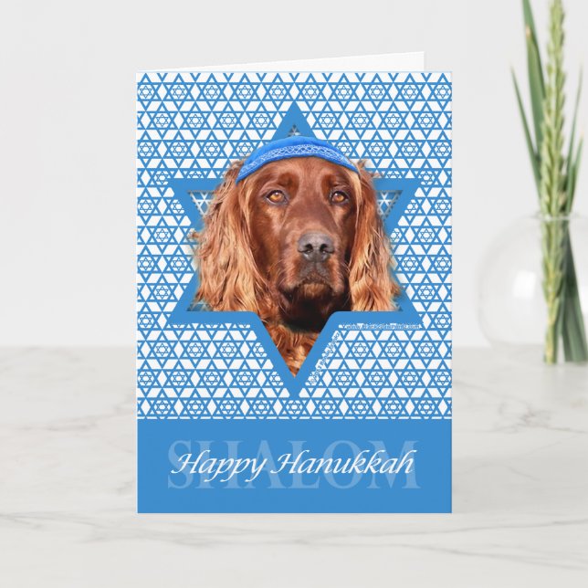 Hanukkah Star of David - Irish Setter Holiday Card (Front)