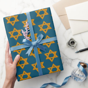 HANUKKAH STAR OF DAVID Jewish Holiday Bar Mitzvah Wrapping Paper