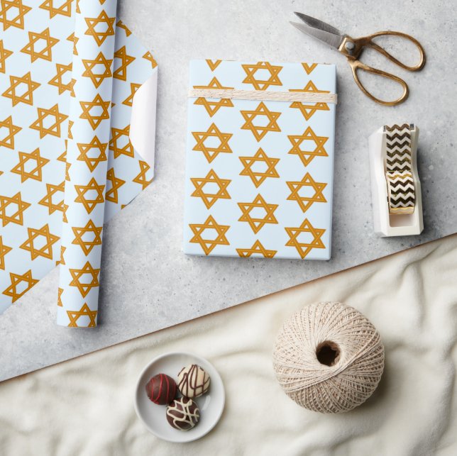 HANUKKAH STAR OF DAVID Jewish Holiday Bar Mitzvah Wrapping Paper (Crafts)