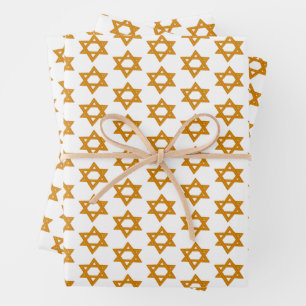 HANUKKAH STAR OF DAVID Jewish Holiday Set of Wrapping Paper Sheet