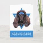 Hanukkah Star of David - Poodle - Bix Holiday Card<br><div class="desc">What could make saying Happy Hanukkah more fun than having this Chocolate Standard Poodle Dog wearing a Yamaka surrounded by the Star of David. This whimsical holiday design will be sure to delight your friends and family as well as other animal lovers. This design is available in over 100 Dog...</div>