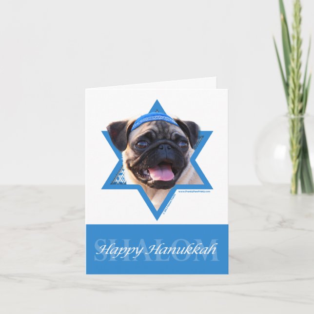 Hanukkah Star of David - Pug Holiday Card (Front)