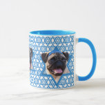 Hanukkah Star of David - Pug Mug<br><div class="desc">What could make saying Happy Hanukkah more fun than having this Pug Dog wearing a Yamaka surrounded by the Star of David. This whimsical holiday design will be sure to delight your friends and family as well as other animal lovers. This design is available in over 100 Dog Breeds. If...</div>