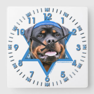 Hanukkah Star of David - Rottweiler Square Wall Clock