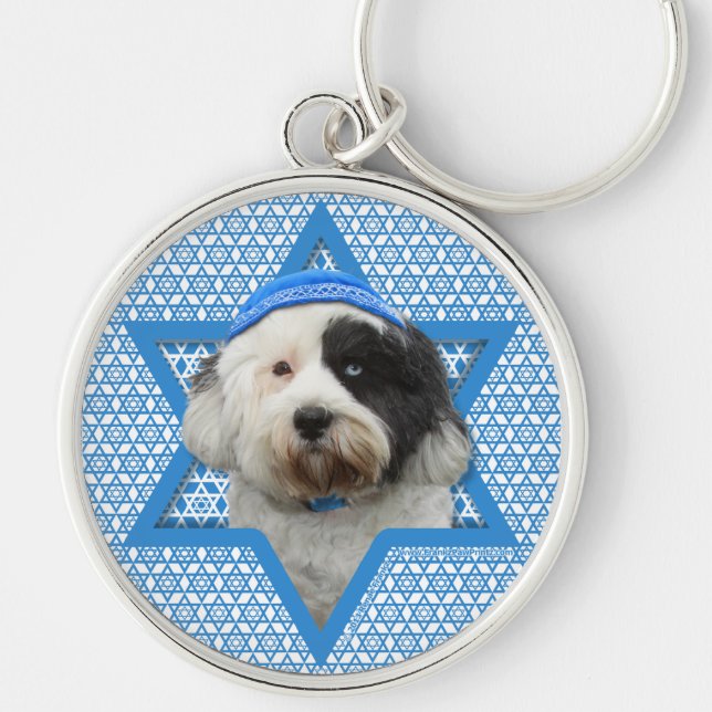 Hanukkah Star of David - Tibetan Terrier Key Ring (Front)