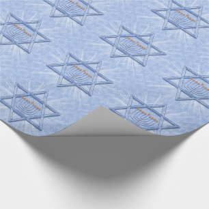 Hanukkah Star of David with Menorah and Swirls Wrapping Paper