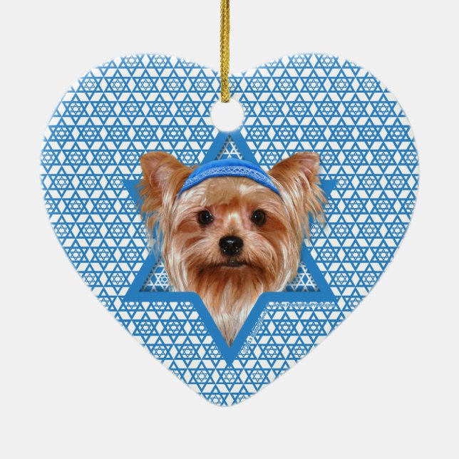 Hanukkah Star of David - Yorkshire Terrier Ceramic Ornament (Back)