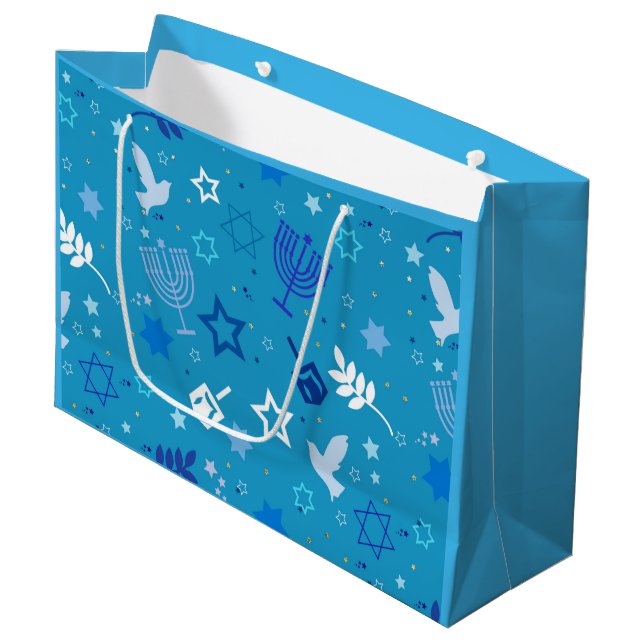 Hanukkah Stars Gift Bag (Front Angled)