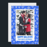 Hanukkah Stars Menorahs CUSTOM PHOTO Holiday Card<br><div class="desc">Customise this card by adding your own photo and text over the cute background. Check my shop for more colours and designs or let me know if you'd like something custom. Thanks for shopping with me!</div>