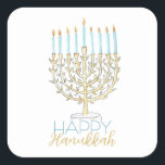 Hanukkah Sticker<br><div class="desc">Hanukkah Gift Sticker using original watercolor painting of a menorah</div>