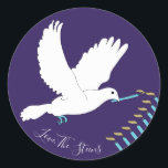 Hanukkah Stickers (1 1/2"/3")"Dove Menorah/Gold"<br><div class="desc">Hanukkah/Holiday stickers, personalise. "Dove Lighting Menorah/Gold Glitter" Choose from 1 1/2" and 3" stickers. Personalise by deleting and replacing text with your own message. Choose your favourite font size, style, and colour. Thanks for stopping and shopping by! Your business is very much appreciated! Happy Hanukkah! Shape: Classic Round Sticker Make...</div>