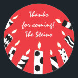 Hanukkah Stickers (1 1/2" or 3") Red/Bl Candles<br><div class="desc">Personalise by changing font size, style, colour and wording. So many uses: To and From gift stickers, Thank You stickers on treat bags, Cake Toppers (stick on heavy cardstock, cut out sticker, tape toothpick on back of cardstock), or how about Gift Tags (stick on heavy cardstock, cut out sticker, punch...</div>