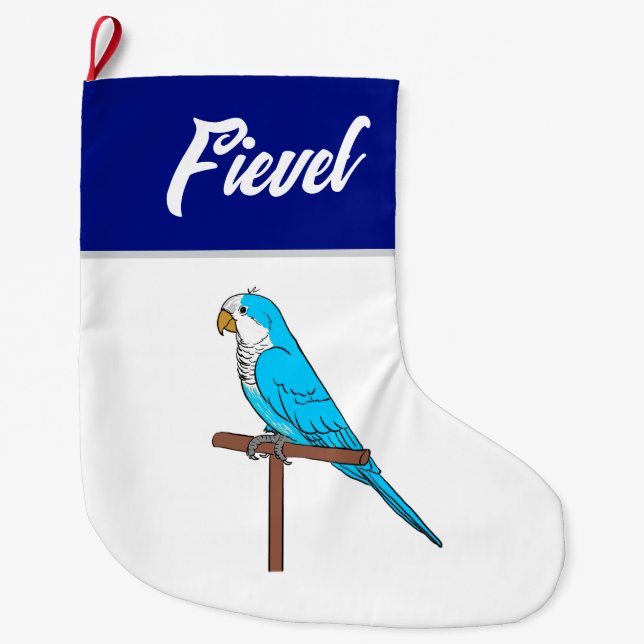 Hanukkah stocking - Blue Quaker parrot  (Front)