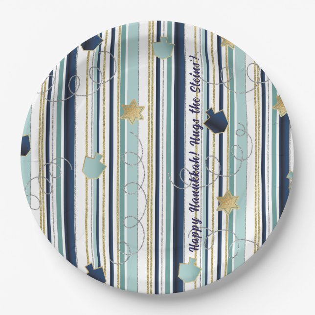 Hanukkah Stripes and Fun Paper Plate (Front)