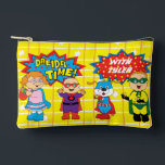 Hanukkah Super Friends Dreidel Accessory Pouch<br><div class="desc">Hanukkah with Super Friends, Dreidel Game Pouch. All design elements can be edited. Change editable text using your favourite font style, colour, and size. Fill your pouch with dreidels, and playing treats. Game on!!! Happy Hanukkah! Bag Type: Print Cut Sew Small Accessory Pouch Our pouches come in two sizes and...</div>