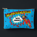 Hanukkah Super Judah Dreidel Accessory Pouch<br><div class="desc">Hanukkah with Super Judah Maccabee, Dreidel Game Pouch. All design elements can be edited. Change editable text using your favourite font style, colour, and size. Fill your pouch with dreidels, and playing treats. Game on!!! Happy Hanukkah! Bag Type: Print Cut Sew Small Accessory Pouch Our pouches come in two sizes...</div>