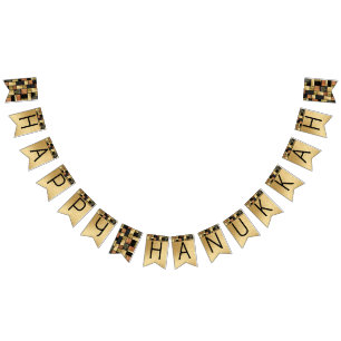 Hanukkah Swallowtail Banner Gold Tiles