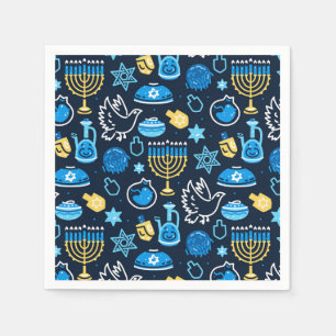 Hanukkah Symbols Blue Pattern Napkin