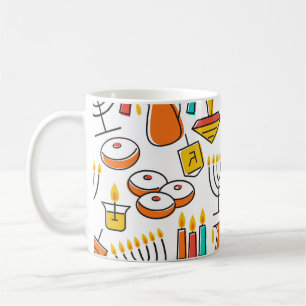Hanukkah Symbols: Jewish Holiday Pattern. Coffee Mug