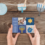Hanukkah Symbols Quilt Photo Postcard<br><div class="desc">A Menorah,  Star of David and Dreidel with a quilt applique look wish friends and family Eight Magical Days on this charming Photo Postcard. Reverse side has a place for your own handwritten greeting if desired. Customise with your Family's Photo and Names for a truly personal Hanukkah greeting!</div>