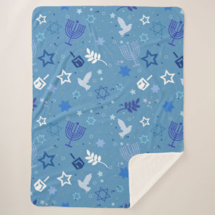 Hanukkah Symbols Sherpa Blanket