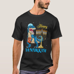 Hanukkah T-Rex Menorasaurus Dinosaur Basketball T-Shirt