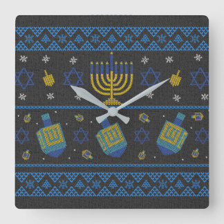 hanukkah- throw pillow square wall clock