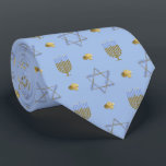 Hanukkah  tie<br><div class="desc">Periwinkle and Gold Hanukkah Tie</div>