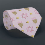 Hanukkah  tie<br><div class="desc">Pink and Gold Hanukkah Tie</div>