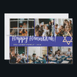 Hanukkah Typography Blue family photo Collage  Holiday Card<br><div class="desc">Hanukkah Typography Blue family photo Collage</div>