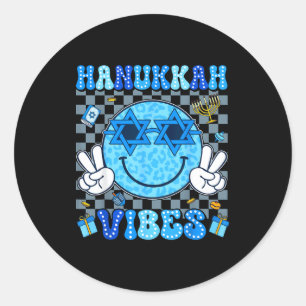 Hanukkah Vibes Chanukah Pajama Happy Hanukkah Men  Classic Round Sticker
