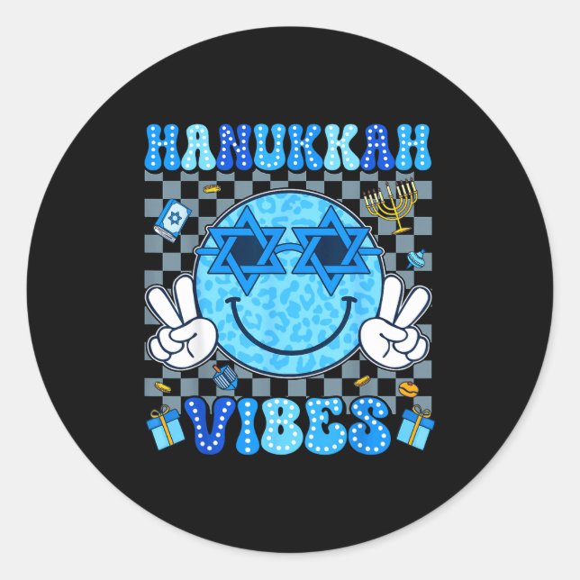 Hanukkah Vibes Chanukah Pajama Happy Hanukkah Men  Classic Round Sticker (Front)