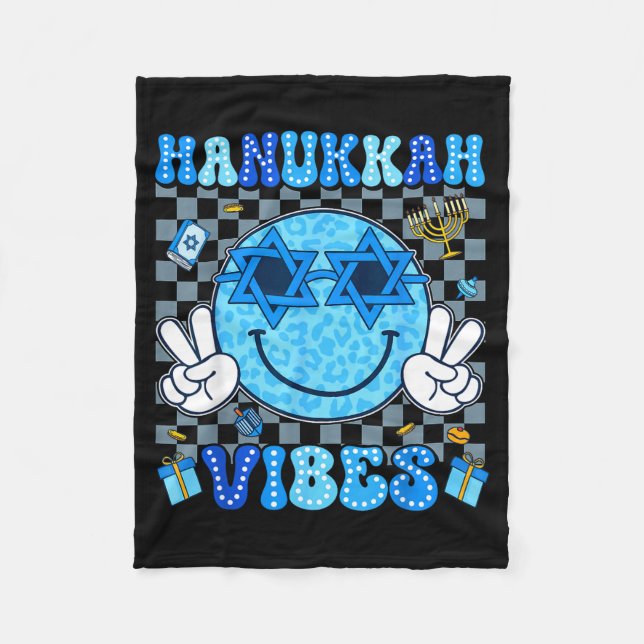 Hanukkah Vibes Chanukah Pajama Happy Hanukkah Men  Fleece Blanket (Front)
