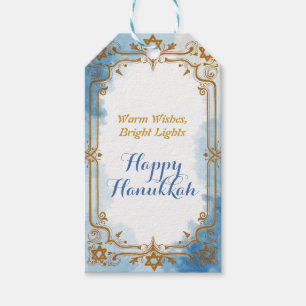 Hanukkah watercolor Golden Glow Gift Tags