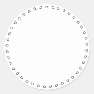 Hanukkah white black Magen David border blank Classic Round Sticker
