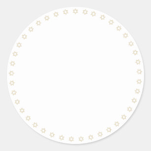Hanukkah white gold Magen David border blank Classic Round Sticker