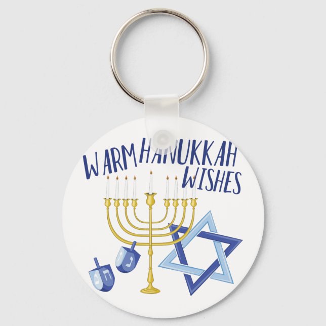 Hanukkah Wishes Key Ring (Front)
